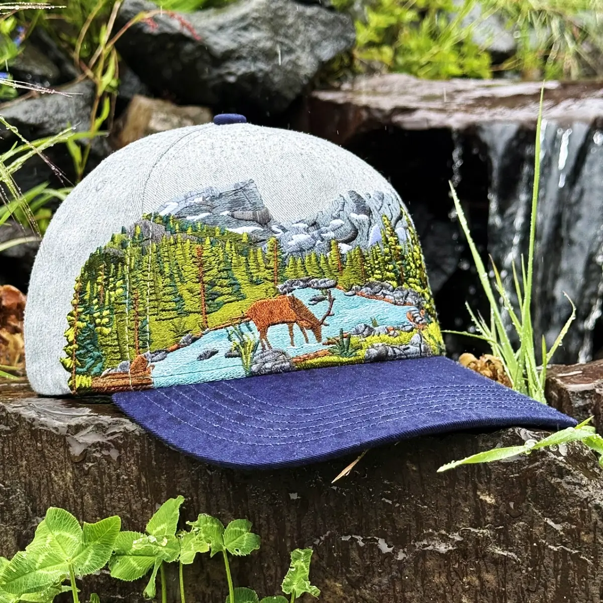 Lifestyle photo of embroidered Rocky Mountain National Park Hat